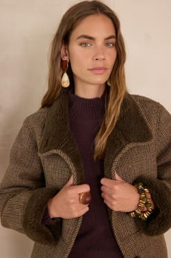 DARIO checked coat;${refinementColor}