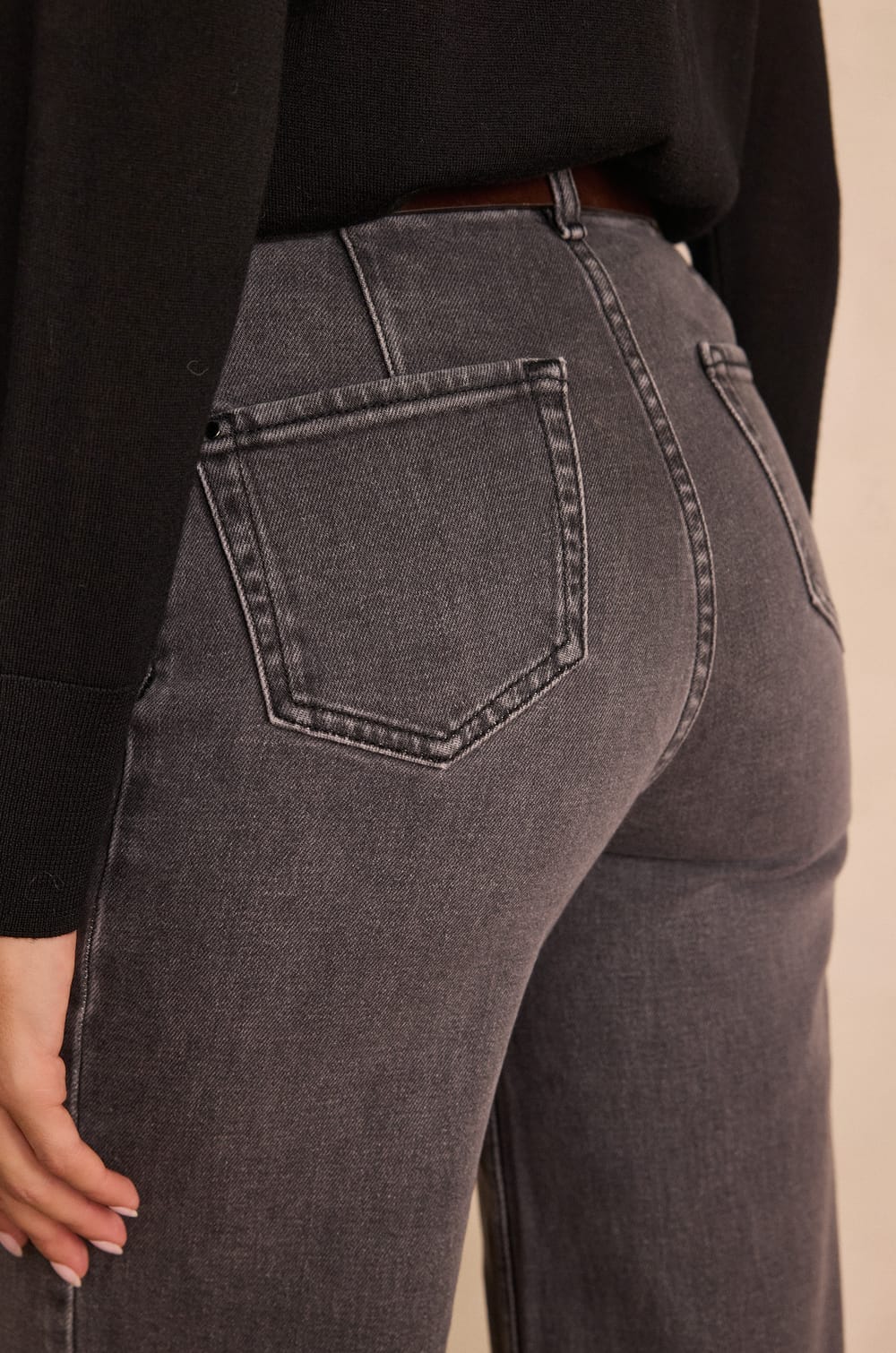 SANDY wide-leg jeans in denim;${refinementColor}