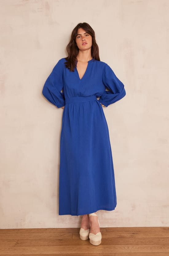 Long MIRANA cotton dress;${refinementColor}