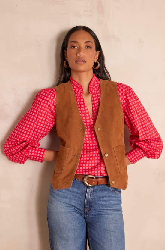 PERLIN leather cardigan;${refinementColor}