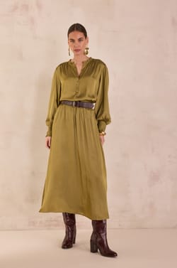 JULIANA satin long skirt;${refinementColor}