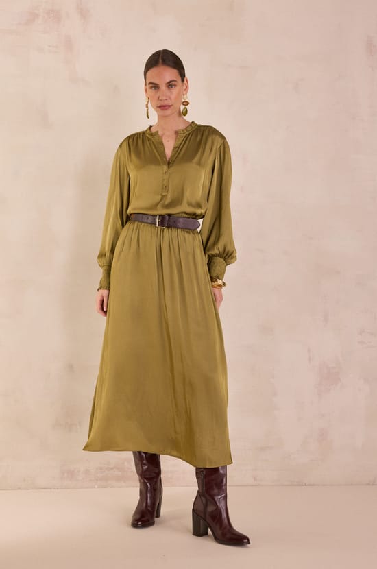 JULIANA satin long skirt;${refinementColor}