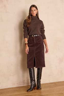 CLEO corduroy straight skirt;${refinementColor}