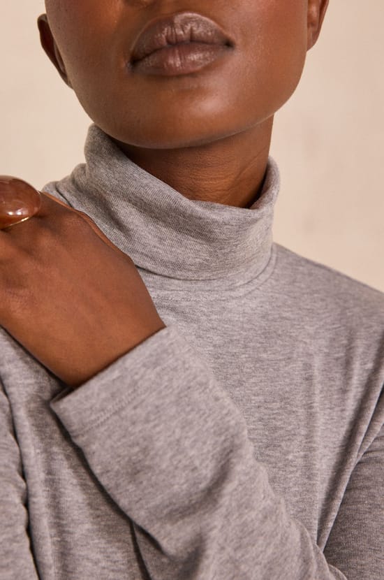 TERRY turtleneck T-shirt;${refinementColor}