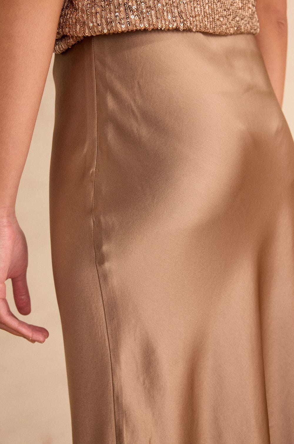AMELIA straight satin skirt;${refinementColor}