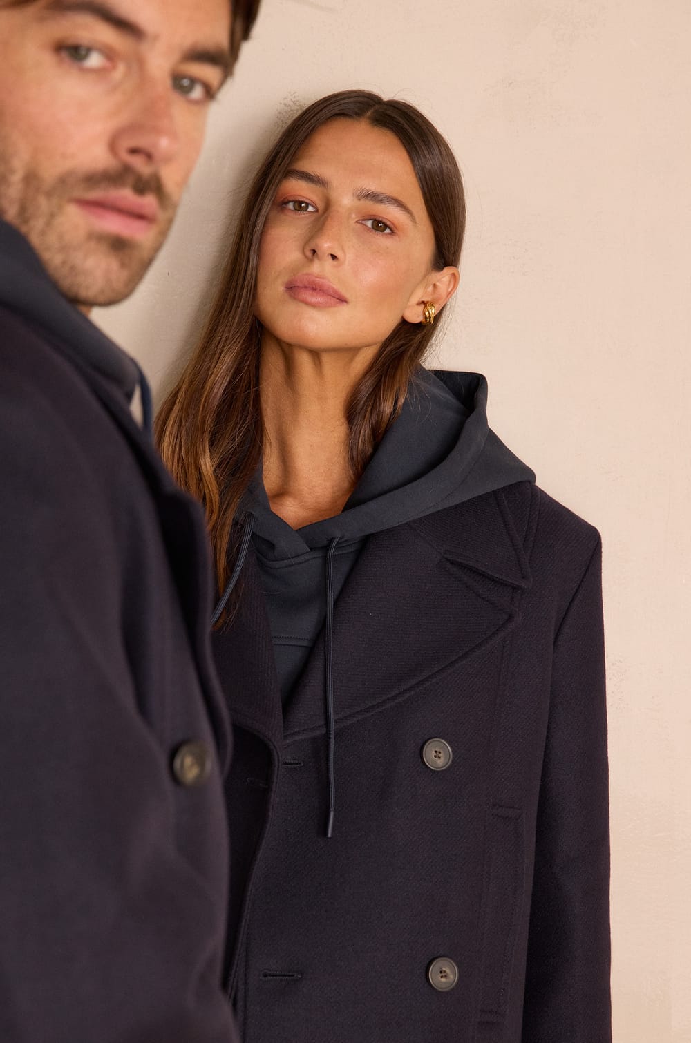 Unisex ENCHANTEUR pea coat in wool and cashmere;${refinementColor}