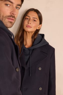Unisex ENCHANTEUR pea coat in wool and cashmere;${refinementColor}