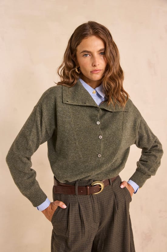 Long sleeve sweater in blended wool and yak ALEXANDER;${refinementColor}