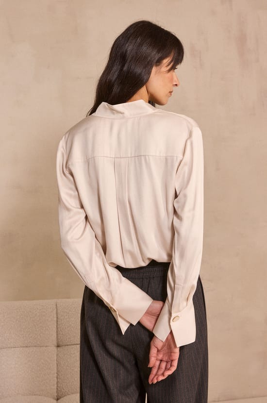 BASILE satin cream blouse;${refinementColor}