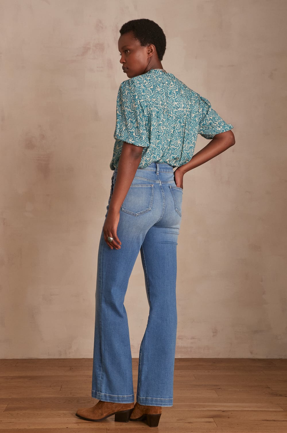 Jean NINON flare en coton;${refinementColor}