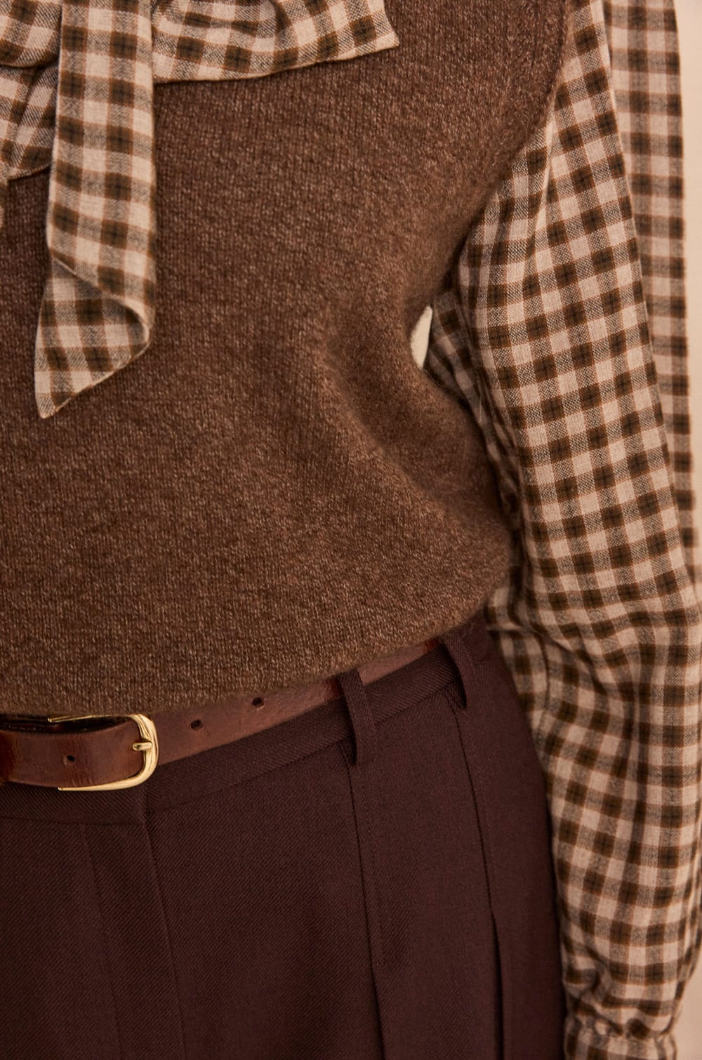 Pull sans manches col V en laine et yack m&eacute;lang&eacute;s ALEX;${refinementColor}