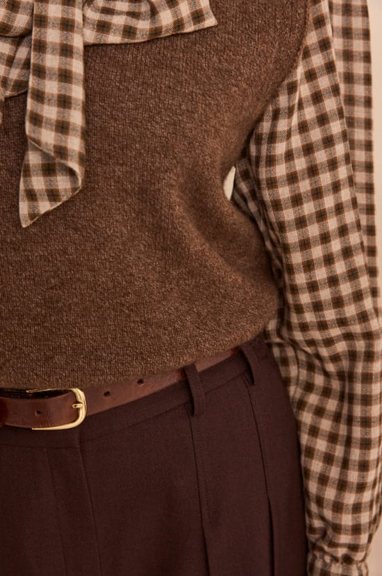 Pull sans manches col V en laine et yack m&eacute;lang&eacute;s ALEX;${refinementColor}