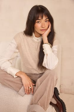 Straight velvet pants AGATHE;${refinementColor}