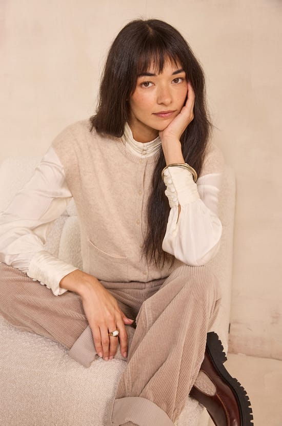 Straight velvet pants AGATHE;${refinementColor}