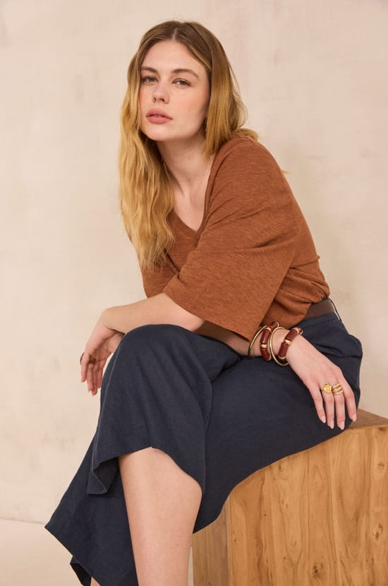 TINO wide linen trousers;${refinementColor}