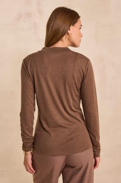 Flynn Long Sleeve Silk Blend T-Shirt;${refinementColor}