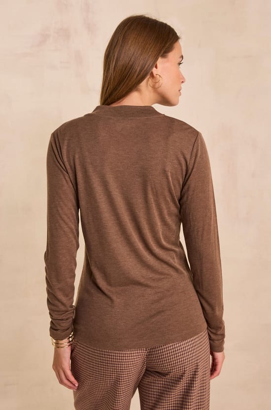 Flynn Long Sleeve Silk Blend T-Shirt;${refinementColor}