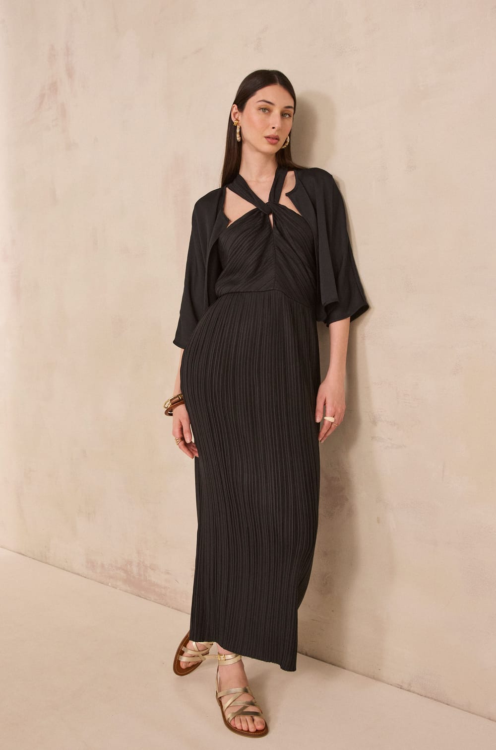 Fluid 3/4 sleeve bolero DINO;${refinementColor}