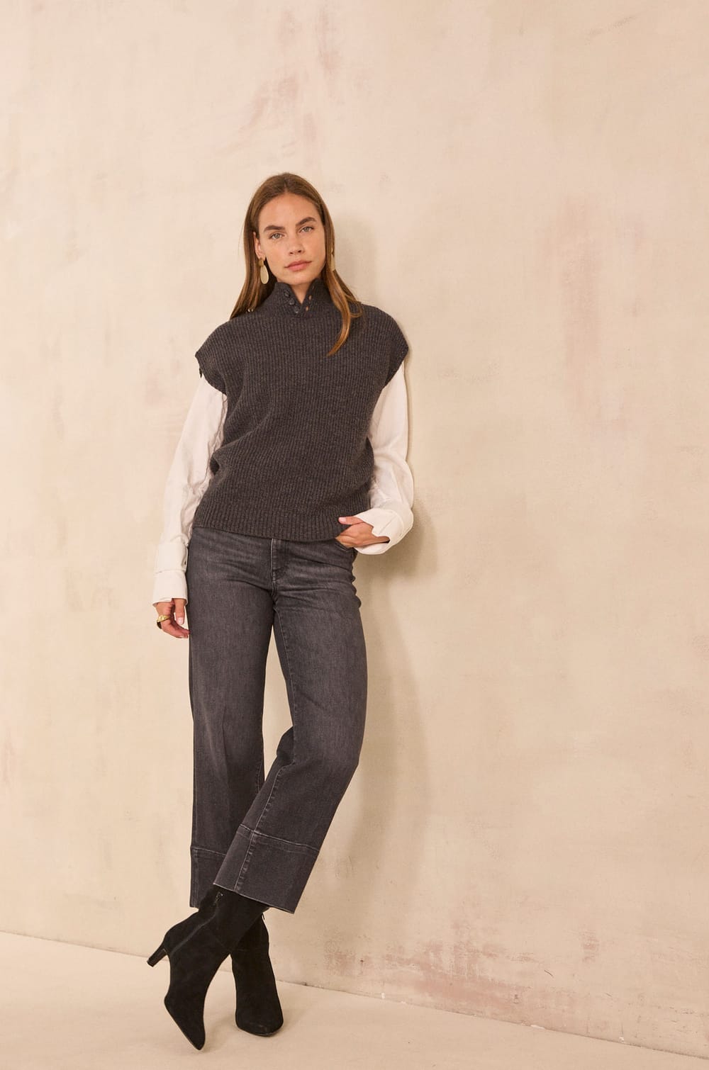 Wide cotton blend pants SOPHIA;${refinementColor}
