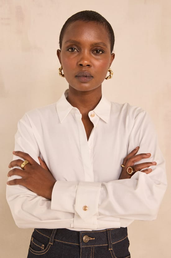 MAXIME long-sleeve cotton blouse;${refinementColor}