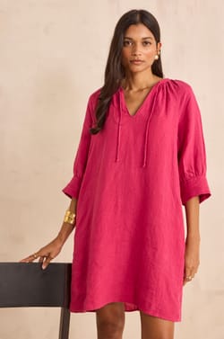 Straight linen dress BLINNY;${refinementColor}