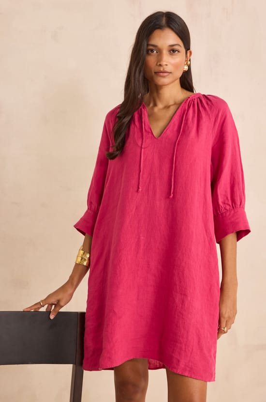 Straight linen dress BLINNY;${refinementColor}