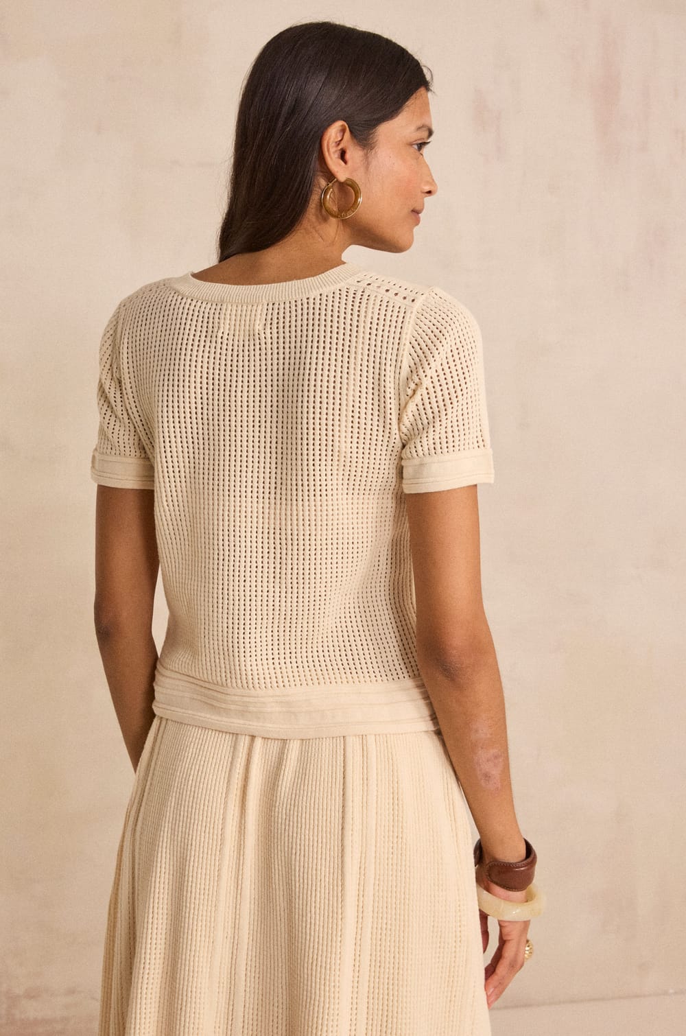 Short-sleeved cotton crochet top PHILIPPINE;${refinementColor}