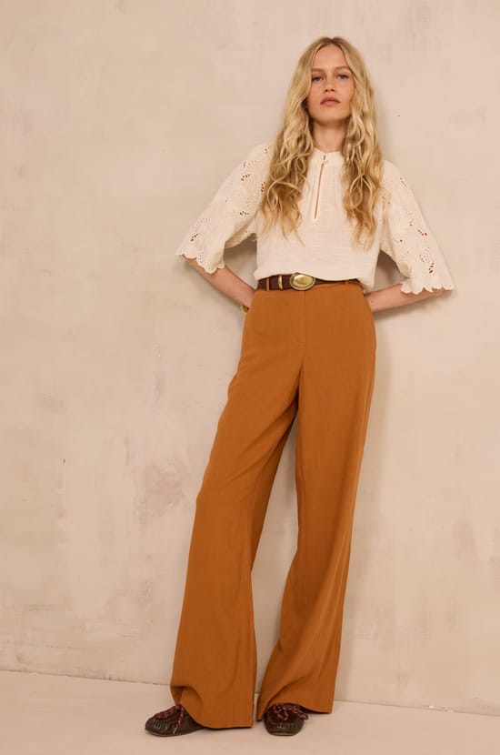 TAMINA wide linen blend pants;${refinementColor}
