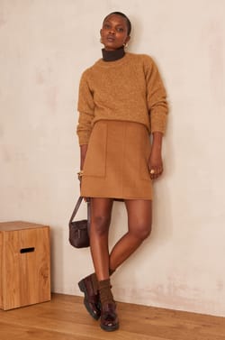 Double-faced wool skirt CAMELLIA;${refinementColor}