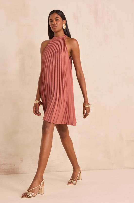 PROMISE short pleated dress;${refinementColor}