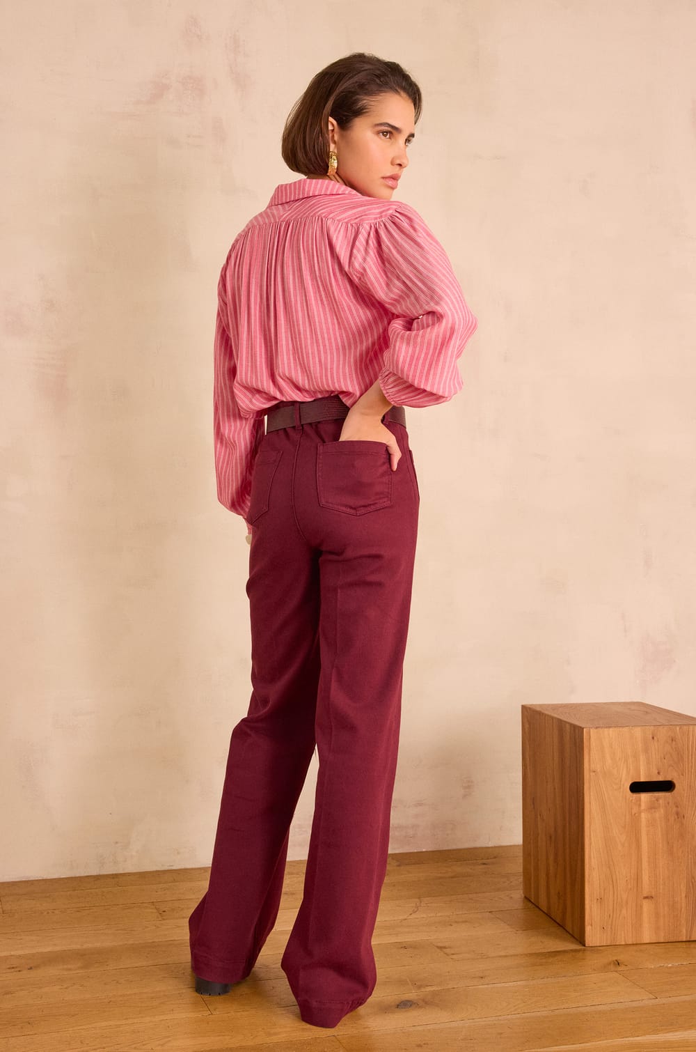 LUNA wide-leg trousers in cotton;${refinementColor}