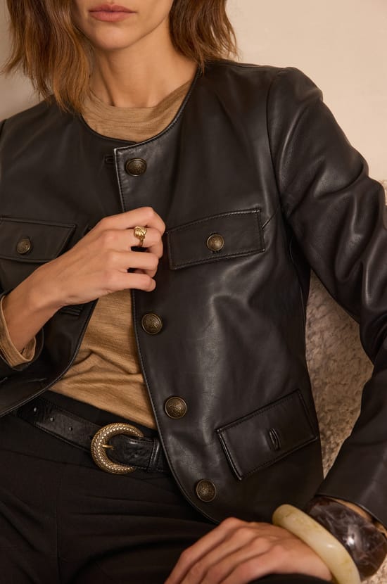 Blouson CHARLOTTE en cuir;${refinementColor}