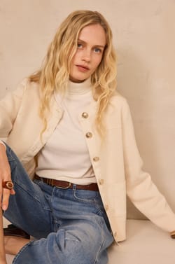 Veste &agrave; manches longues en laine m&eacute;lang&eacute;e ALEXIANE;${refinementColor}