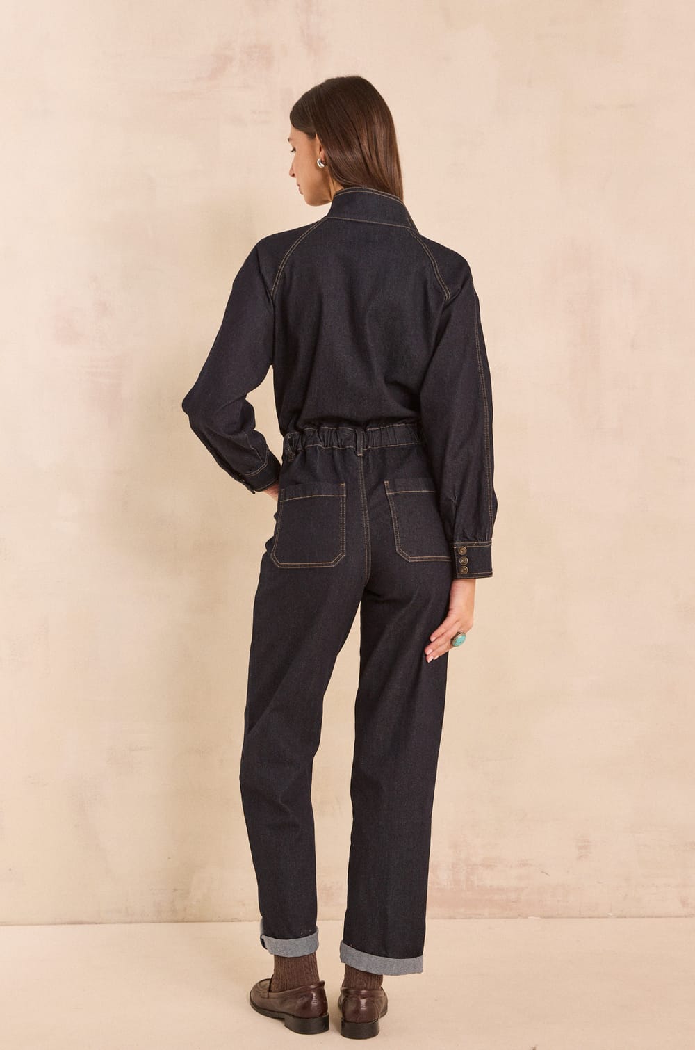 SOLENE mixed cotton denim jacket;${refinementColor}