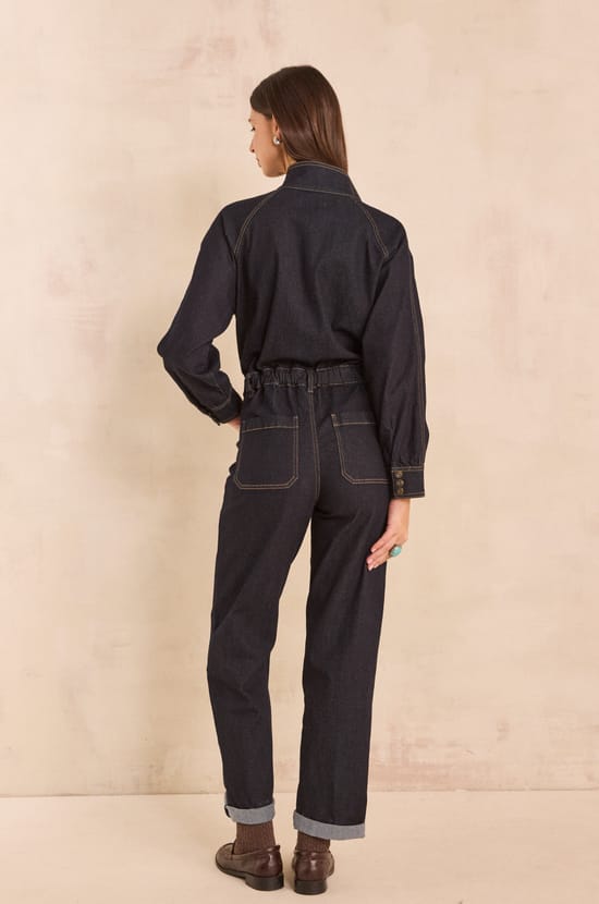SOLENE mixed cotton denim jacket;${refinementColor}