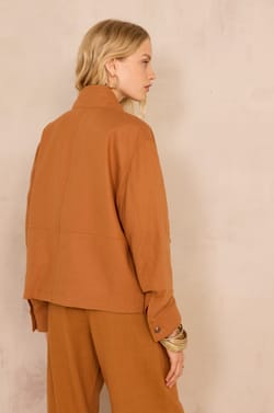 Long sleeve mixed linen jacket BLONDIE;${refinementColor}