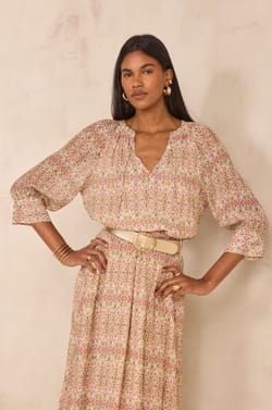 DAMIA long-sleeve printed blouse;${refinementColor}