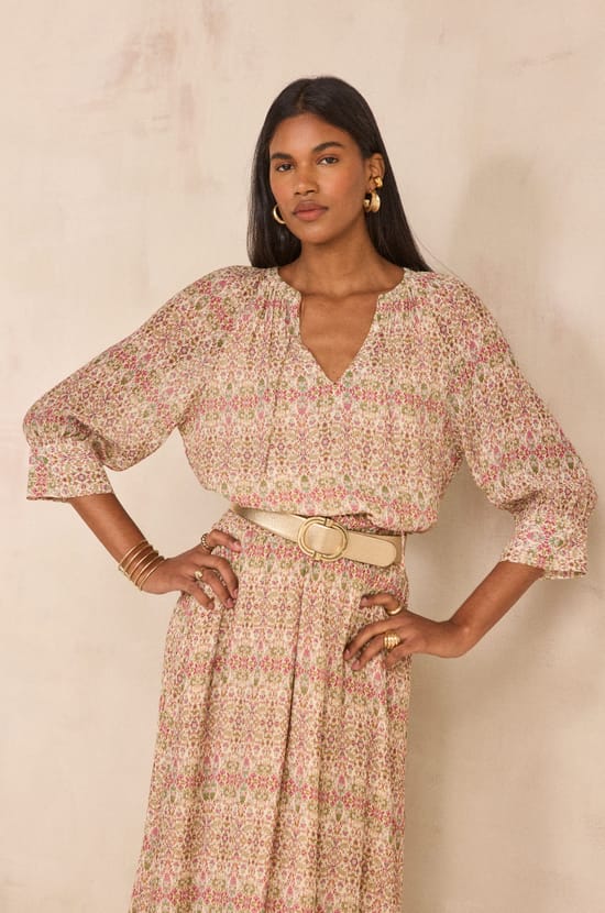 DAMIA long-sleeve printed blouse;${refinementColor}