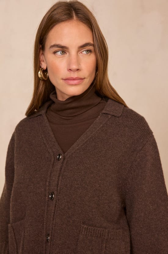 Chocolate 3/4 sleeve wool vest by ALDO;${refinementColor}