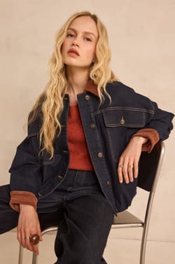 Denim and corduroy jacket in blended cotton BOB;${refinementColor}