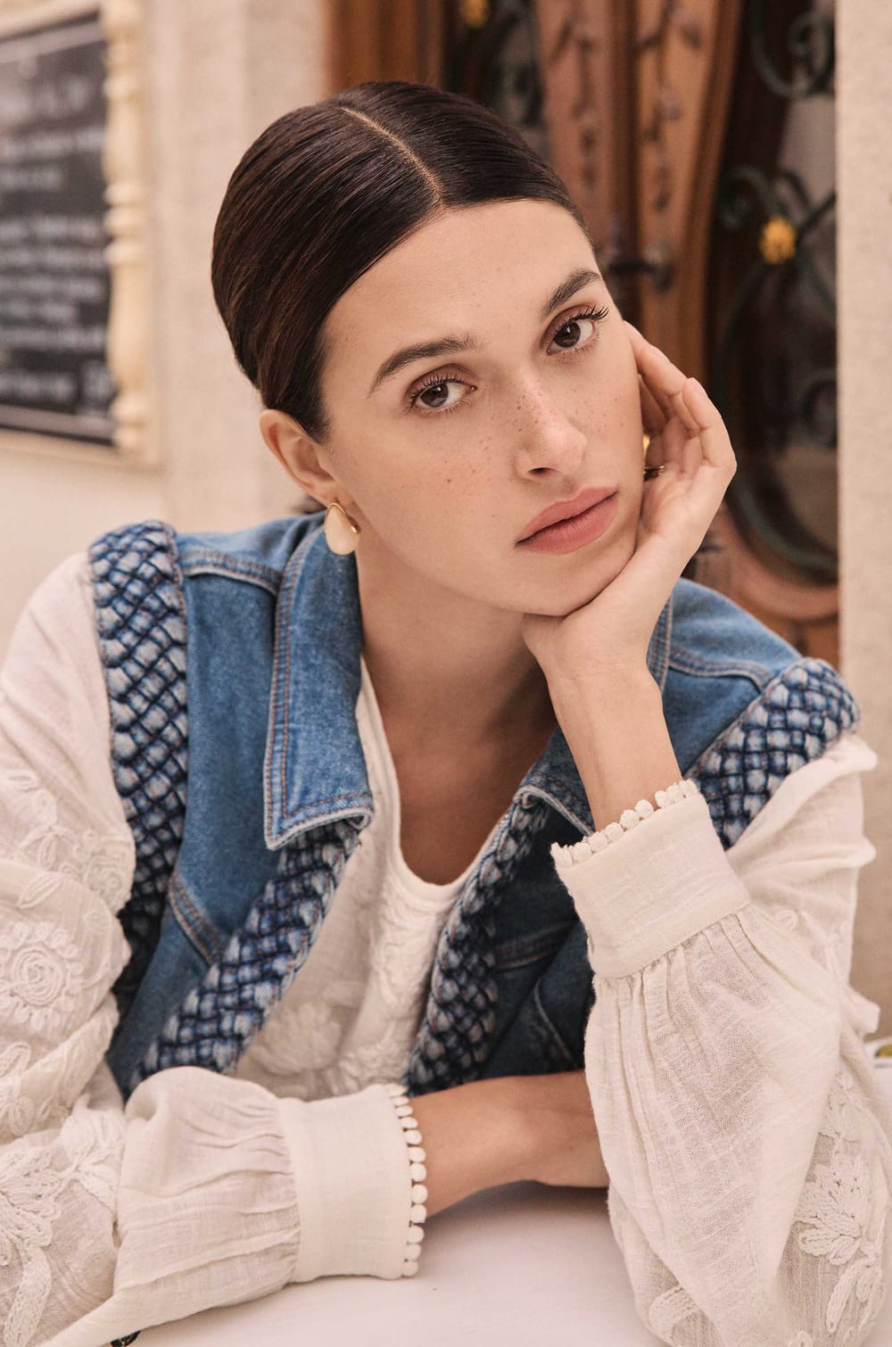 Sleeveless jacket with braided details VANESSA;${refinementColor}