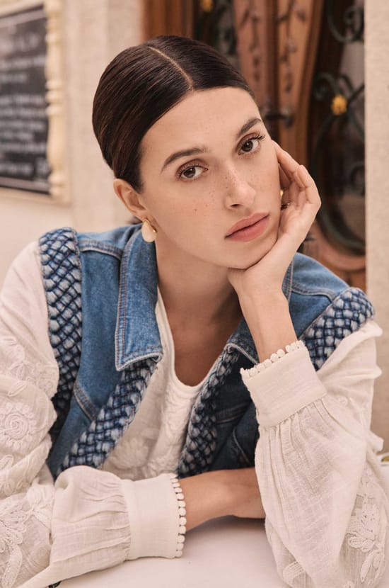 Sleeveless jacket with braided details VANESSA;${refinementColor}