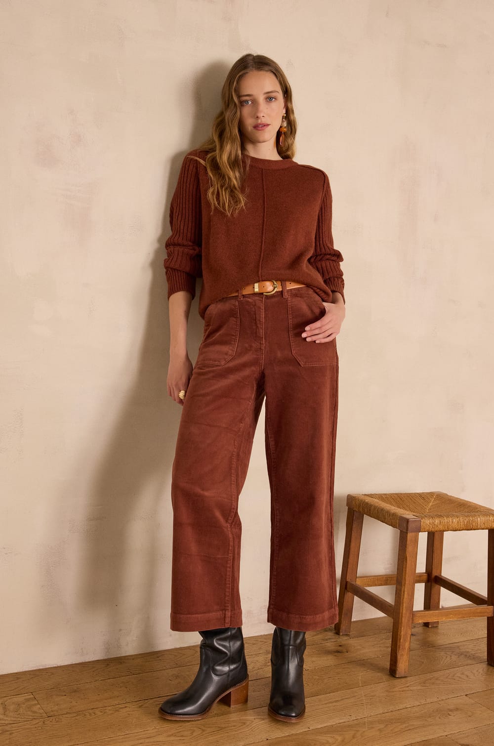 SELYNA cotton velvet trousers;${refinementColor}