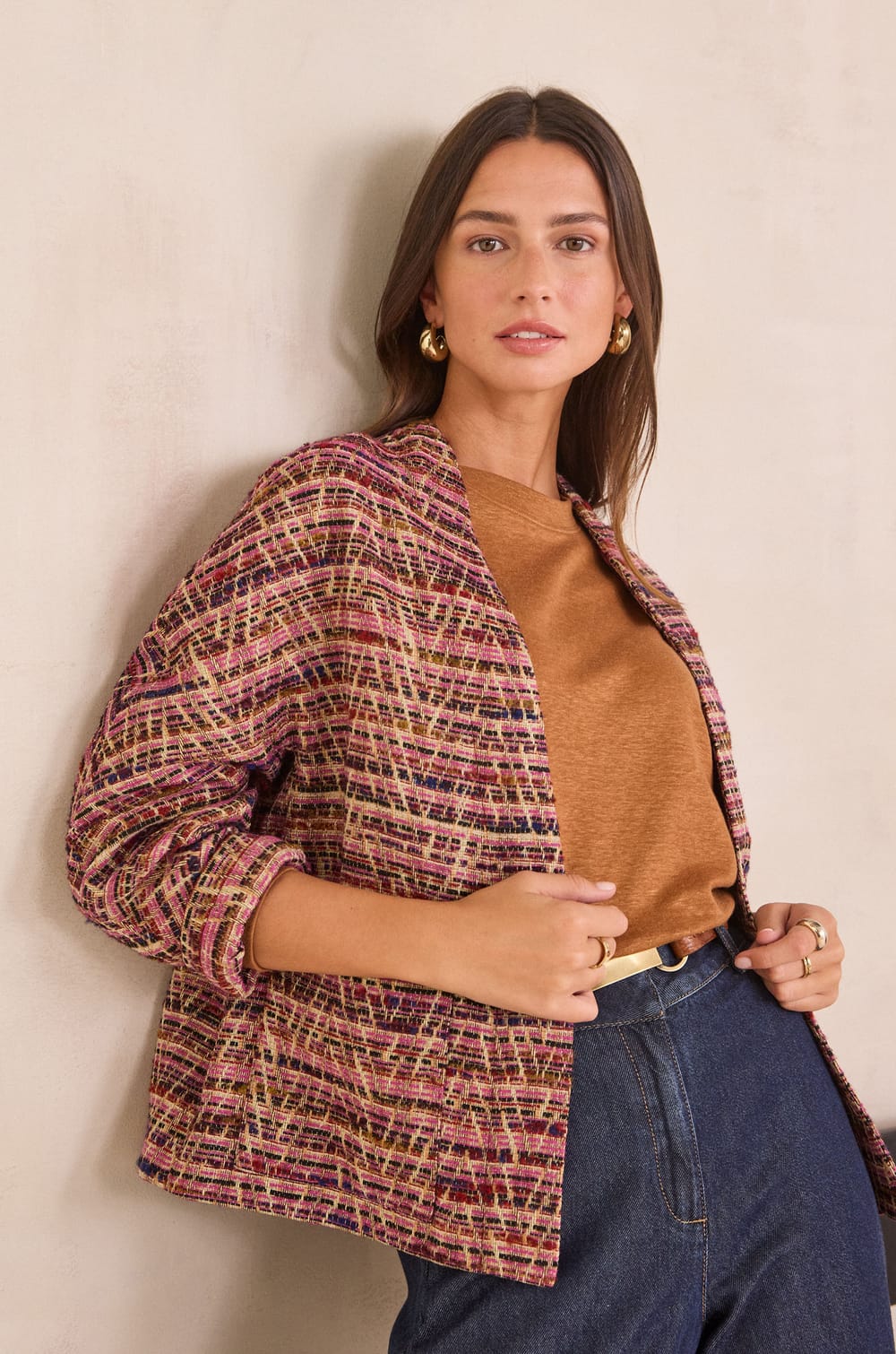 CAROLINE jacquard pattern jacket;${refinementColor}