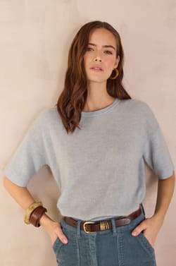 Short-sleeved jumper in mohair and wool PAOLO BIS;${refinementColor}