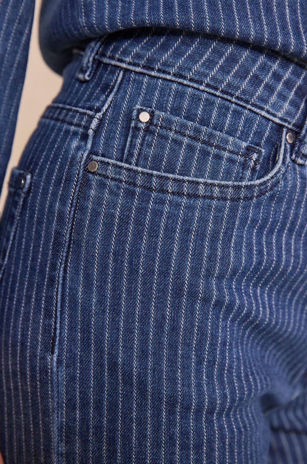 Rosie Cropped Striped Cotton Straight Pants;${refinementColor}