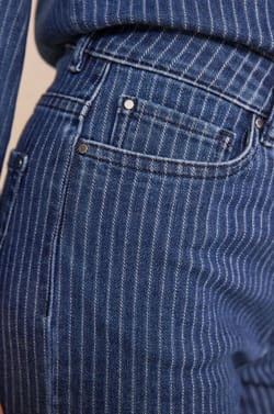 Pantalon droit coton Rosie Cropped ray&eacute;;${refinementColor}