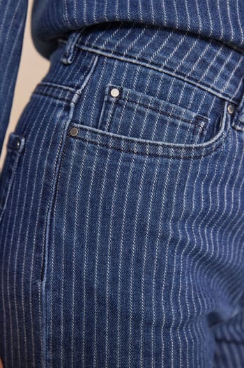 Rosie Cropped Striped Cotton Straight Pants;${refinementColor}