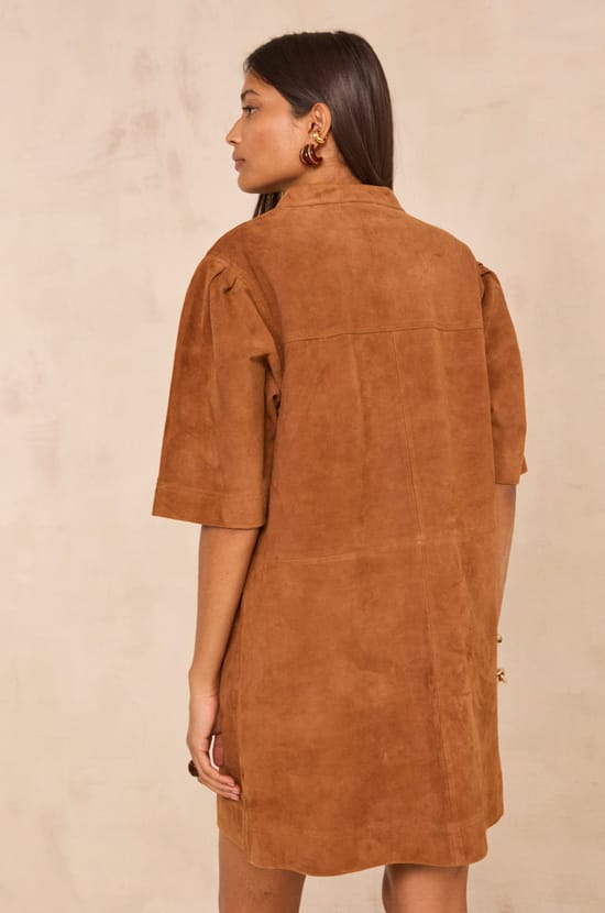 Straight leather dress PENNY;${refinementColor}