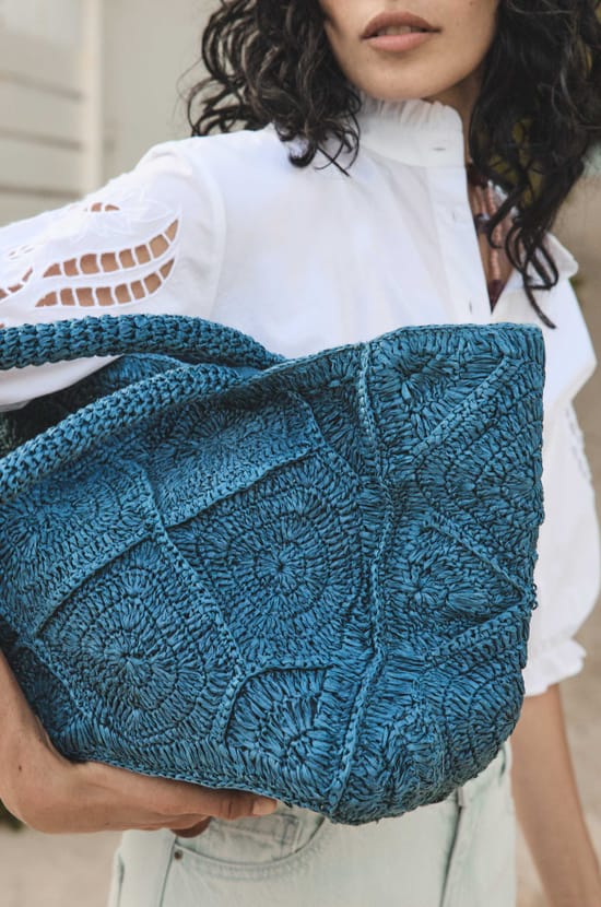 Marlon raffia tote bag;${refinementColor}